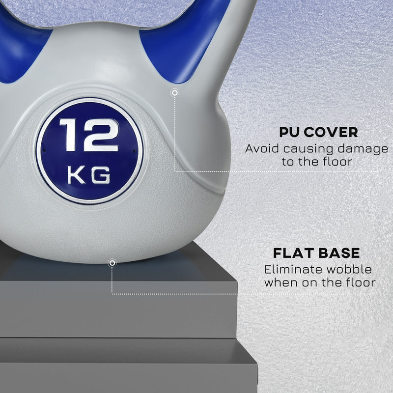 SPORTNOW 12kg Kettle Bell with Handle for Home Gym, Dark Blue and Grey