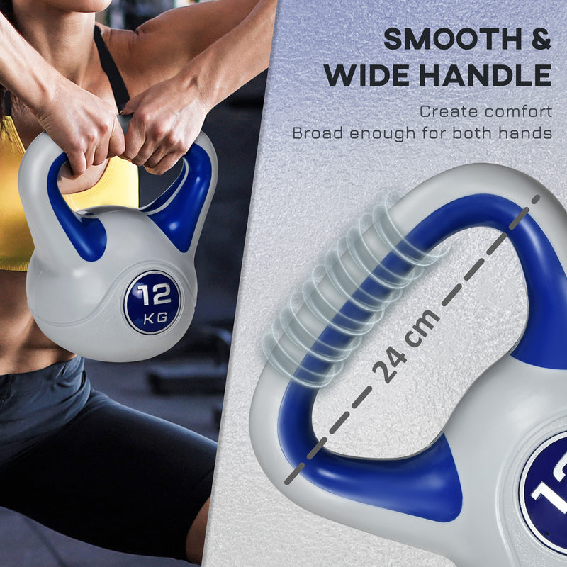 SPORTNOW 12kg Kettle Bell with Handle for Home Gym, Dark Blue and Grey