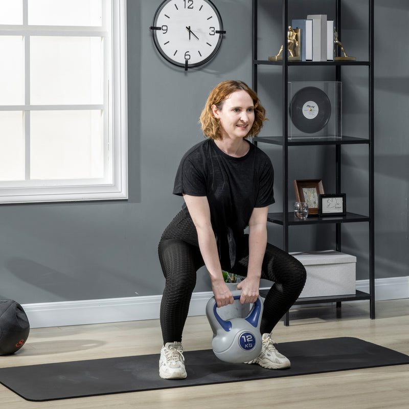 SPORTNOW 12kg Kettle Bell with Handle for Home Gym, Dark Blue and Grey