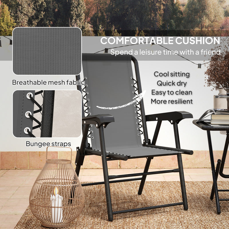 Outsunny 3 Pieces Folding Garden Bistro Set with Cup Holders, Khaki