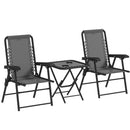 Outsunny 3 Pieces Folding Garden Bistro Set with Cup Holders, Khaki