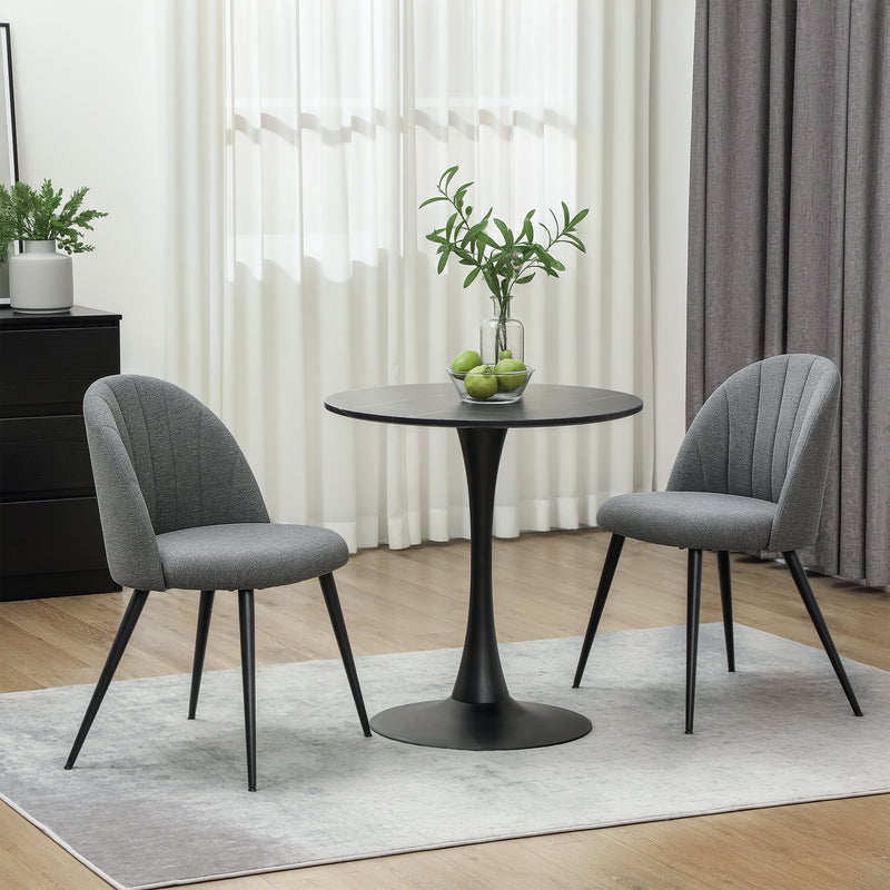 HOMCOM Set of 2 Dining Chairs with Shell Backrest and Padded Seat