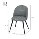 HOMCOM Set of 2 Dining Chairs with Shell Backrest and Padded Seat