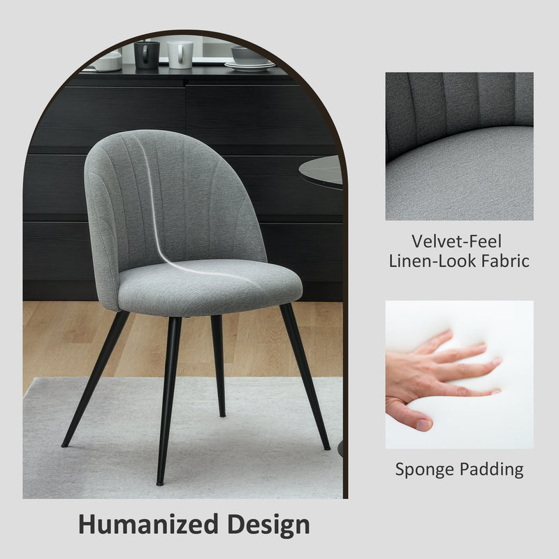 HOMCOM Set of 2 Dining Chairs with Shell Backrest and Padded Seat