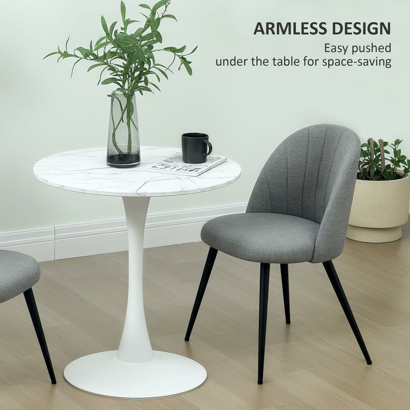 HOMCOM Set of 2 Dining Chairs with Shell Backrest and Padded Seat