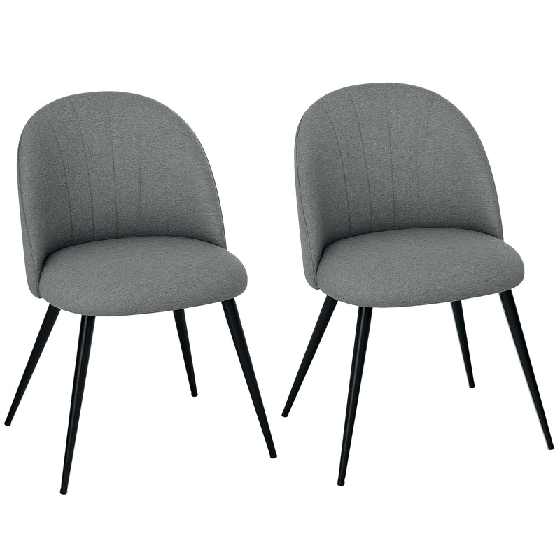 HOMCOM Set of 2 Dining Chairs with Shell Backrest and Padded Seat