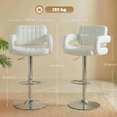 HOMCOM Bar Stools Adjustable Swivel With Armrest Set Of 2 White