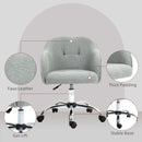 HOMCOM Fluffy Vanity Chair For Desk, With Height Adjustable, Wheels - Grey/Cream