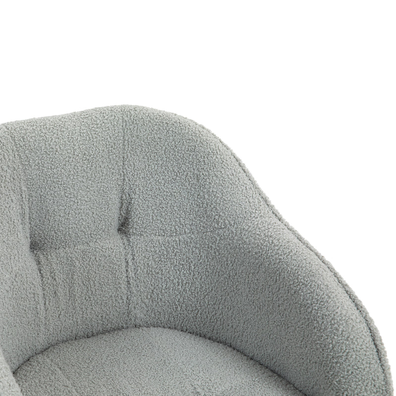 HOMCOM Fluffy Vanity Grey Chair for Desk, with Height Adjustable, Wheels