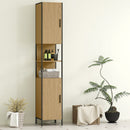HOMCOM Slim Bathroom Storage Cabinet with 2 Doors Open Compartments Natural