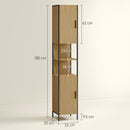 HOMCOM Slim Bathroom Storage Cabinet with 2 Doors Open Compartments Natural