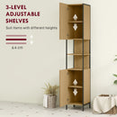 HOMCOM Slim Bathroom Storage Cabinet with 2 Doors Open Compartments Natural