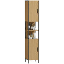 HOMCOM Slim Bathroom Storage Cabinet with 2 Doors Open Compartments Natural