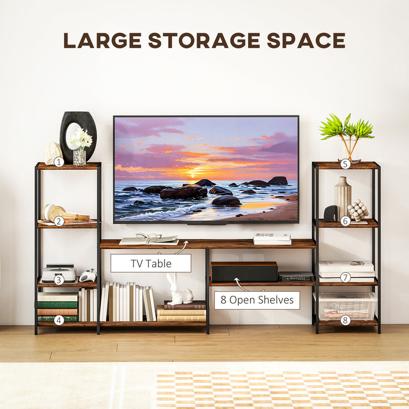 HOMCOM TV Unit For TVs Up To, Industrial TV Stand With Shelves