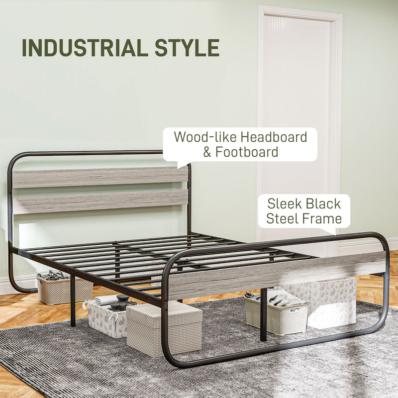 HOMCOM Metal Platform Bed Frame with Under Bed Storage