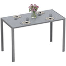 HOMCOM Modern Rectangular 4 Seater Dining Table with Tempered Glass Top