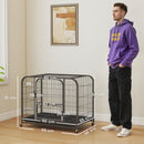 PawHut Heavy Duty Dog Crate, Large Dog Cage With Wheels And Tray