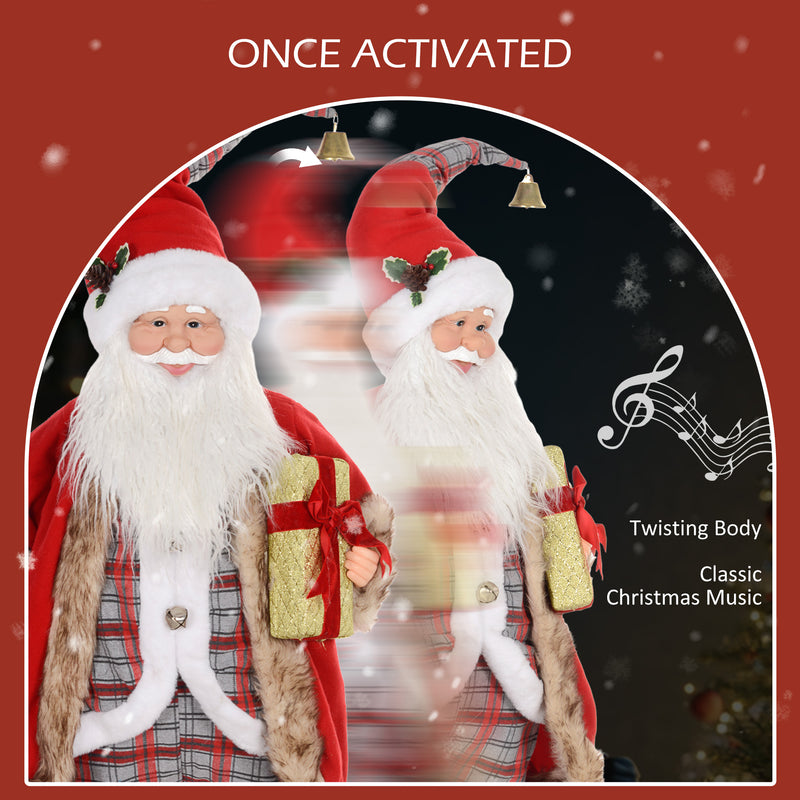 HOMCOM 141cm Animated Life Size Santa Claus With Sound Activated For Party