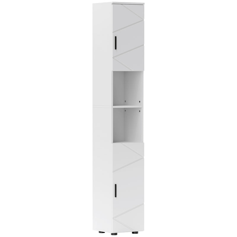 kleankin Tall Bathroom Storage Cabinet, Slim Bathroom Cabinet with Soft Close