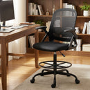 HOMCOM Mesh Painting Chair, Rolling Desk Chair With Flip-up Armrests, Black