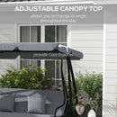 Outsunny 2-in-1 Garden Swing Chair for 3 Person w/ Adjustable Canopy Grey