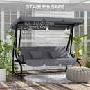 Outsunny 2-in-1 Garden Swing Chair for 3 Person w/ Adjustable Canopy Grey