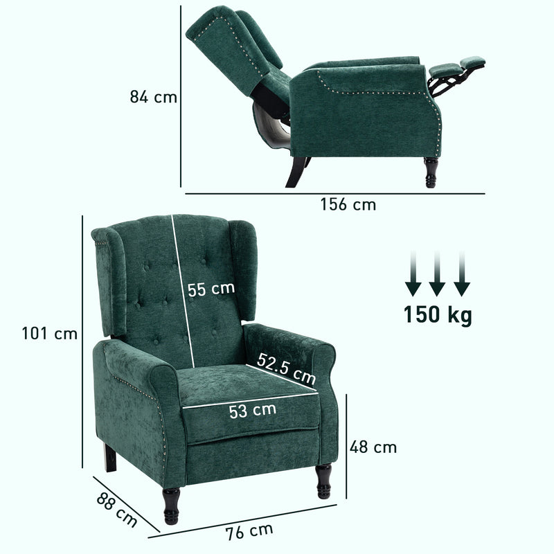 HOMCOM Manual Reclining Armchair Recliner with Footrest