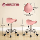 HOMCOM Saddle Chair, Rolling Salon Stool for Massage Spa, Pink