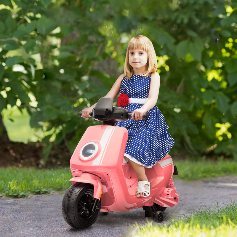 AIYAPLAY 6V Kids Electric Motorbike With Headlight And Music - Black/Green/Pink