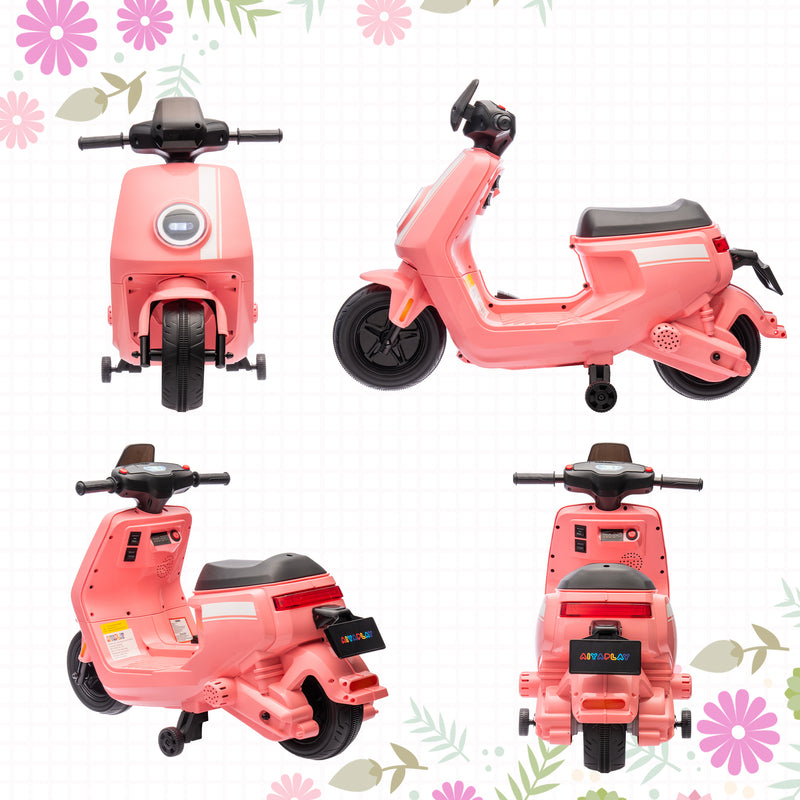AIYAPLAY 6V Kids Electric Motorbike With Headlight And Music - Black/Green/Pink