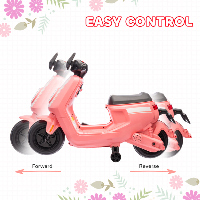 AIYAPLAY 6V Kids Electric Motorbike With Headlight And Music - Black/Green/Pink