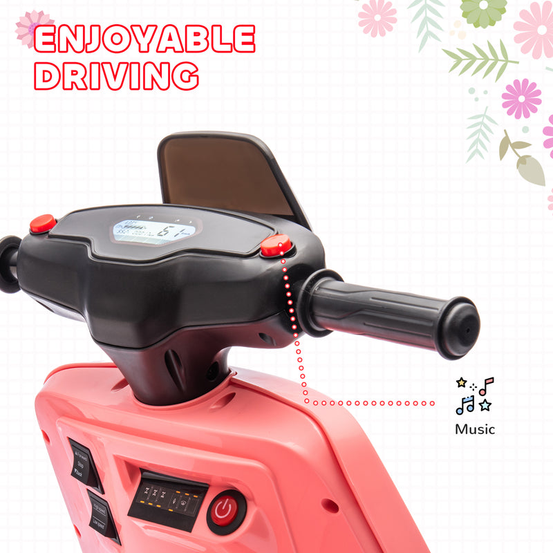 AIYAPLAY 6V Kids Electric Motorbike With Headlight And Music - Black/Green/Pink