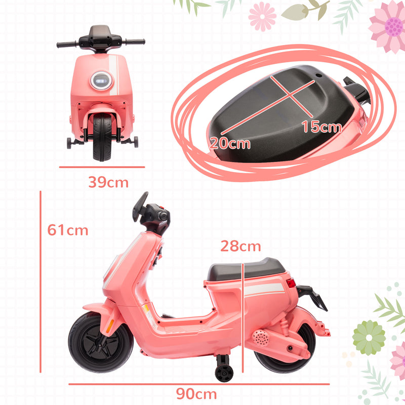 AIYAPLAY 6V Kids Electric Motorbike With Headlight And Music - Black/Green/Pink
