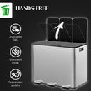 HOMCOM 3 x 20L Triple Kitchen Bin Pedal Bin for Recycling and Waste