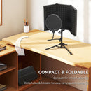 HOMCOM Studio Microphone Isolation Shield with Pop Filter & Stand, Black