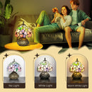 HOMCOM Stained Glass Bedside Lamp, Tiffany Style Table Lamp For Bedroom