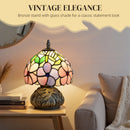 HOMCOM Stained Glass Bedside Lamp, Tiffany Style Table Lamp For Bedroom