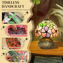 HOMCOM Stained Glass Bedside Lamp, Tiffany Style Table Lamp For Bedroom
