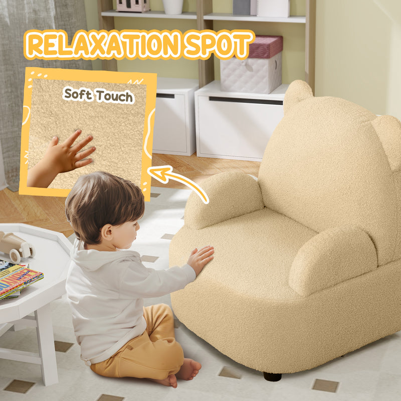 AIYAPLAY Kids Armchair, Bear Shaped Toddler Chair For Bedroom - Pink/Khaki