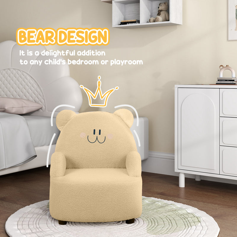 AIYAPLAY Kids Armchair, Bear Shaped Toddler Chair For Bedroom - Pink/Khaki