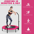 HOMCOM 40 Inch Foldable Mini Fitness Trampoline W/ Foam Handle, Pink