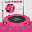 HOMCOM 40 Inch Foldable Mini Fitness Trampoline W/ Foam Handle, Pink