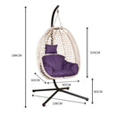 Samuel Alexander Hanging Garden Rattan Egg Chair with Steel Frame and Waterproof Cover in Indigo