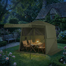 Outsunny Pop Up Gazebo Waterproof With Awning 2 X 2 M Army Green