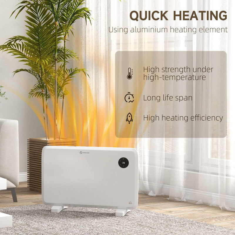 HOMCOM Electric Convector Heater, Quiet Space Heater w/ LED Display