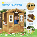 Outsunny Wooden Outdoor Playhouse w/ Door Windows Bench for Kids Children