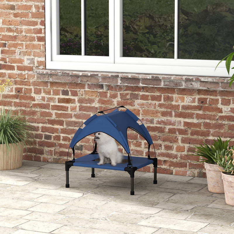 PawHut Cooling Raised Dog Bed w/ Breathable Mesh, Dark Blue