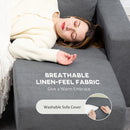 HOMCOM 3-Seater L-Shaped Linen Sofa w/ Sponge Seat Back Cushions, Dark Grey