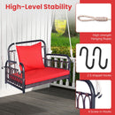 Hanging Porch Swing Chair With Back & Seat Cushion-Red
