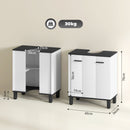 HOMCOM Bathroom Under Sink Cabinet With Adjustable Shelf High Gloss White